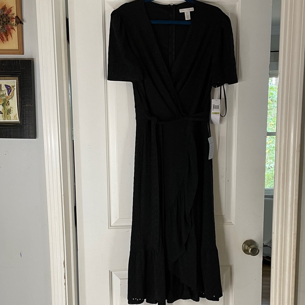London Times Black Midi Dress
